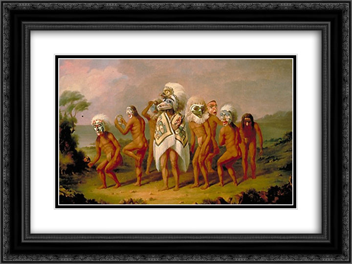 Medicine Mask Dance 24x18 Black Ornate Wood Framed Art Print Poster with Double Matting by Kane, Paul