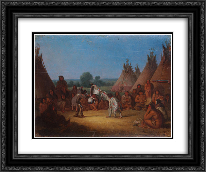 Medicine Pipe Stem Dance 24x20 Black Ornate Wood Framed Art Print Poster with Double Matting by Kane, Paul