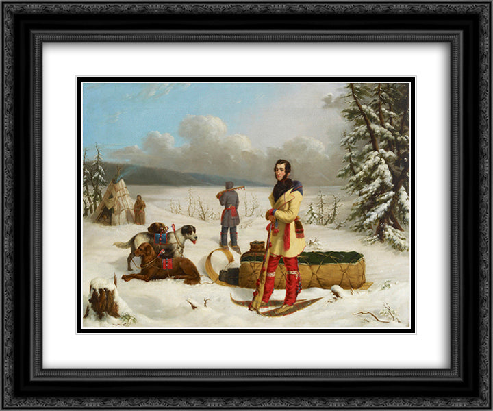 Portrait of John Henry Lefroy 24x20 Black Ornate Wood Framed Art Print Poster with Double Matting by Kane, Paul