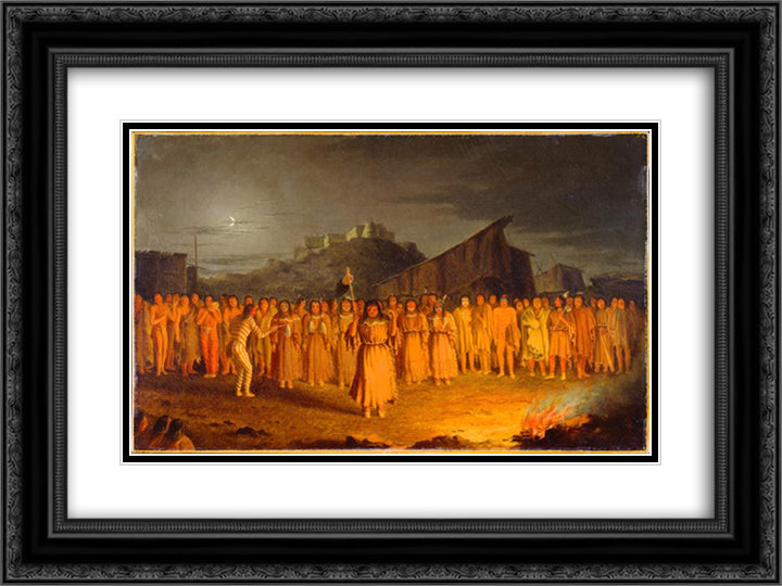 Scalp Dance by the Chualpays Indians 24x18 Black Ornate Wood Framed Art Print Poster with Double Matting by Kane, Paul