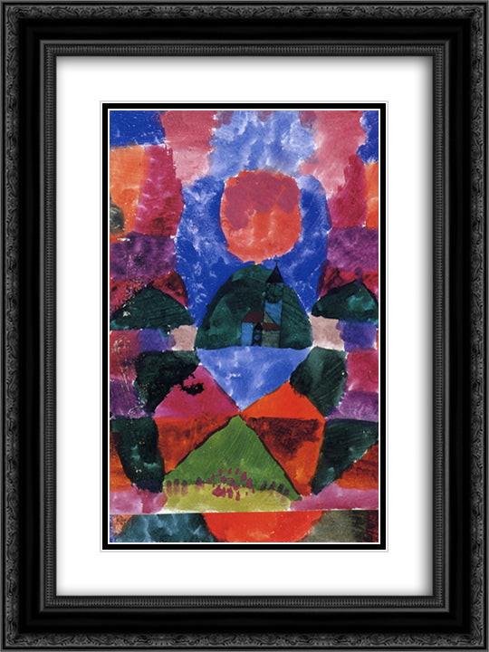 A pressure of Tegernsee 18x24 Black Ornate Wood Framed Art Print Poster with Double Matting by Klee, Paul