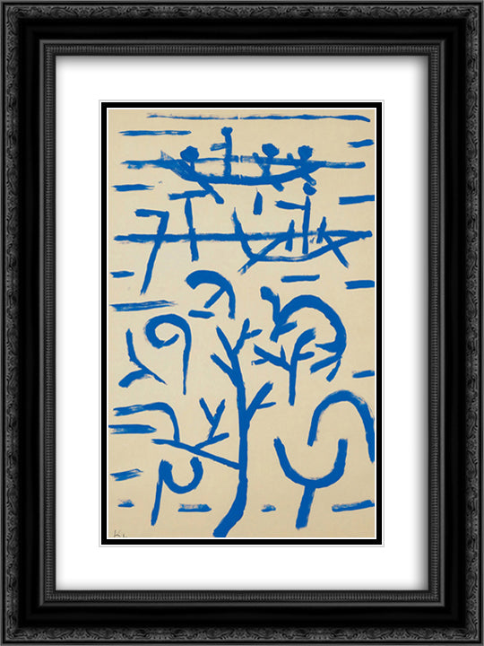 Boats in the Flood 18x24 Black Ornate Wood Framed Art Print Poster with Double Matting by Klee, Paul