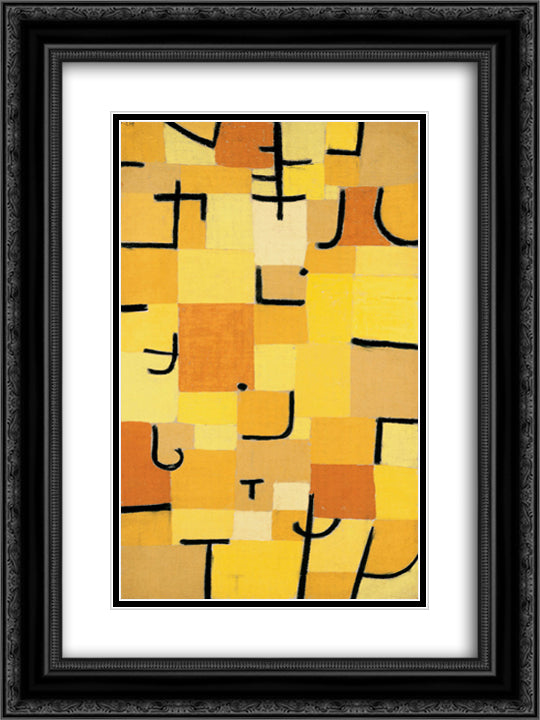 Characters in yellow 18x24 Black Ornate Wood Framed Art Print Poster with Double Matting by Klee, Paul