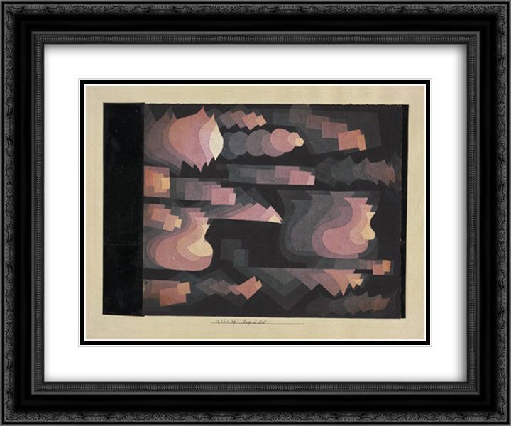 Fugue in red 24x20 Black Ornate Wood Framed Art Print Poster with Double Matting by Klee, Paul