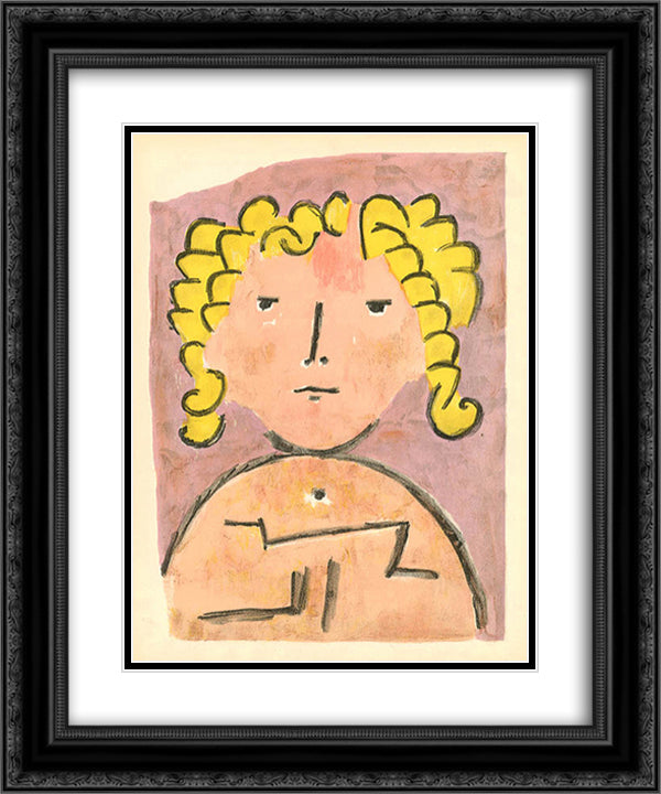 Head of a child 20x24 Black Ornate Wood Framed Art Print Poster with Double Matting by Klee, Paul