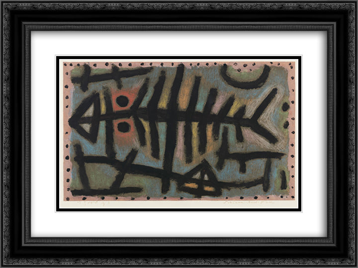 Mess of fish 24x18 Black Ornate Wood Framed Art Print Poster with Double Matting by Klee, Paul