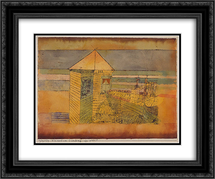 Miraculous Landing 24x20 Black Ornate Wood Framed Art Print Poster with Double Matting by Klee, Paul