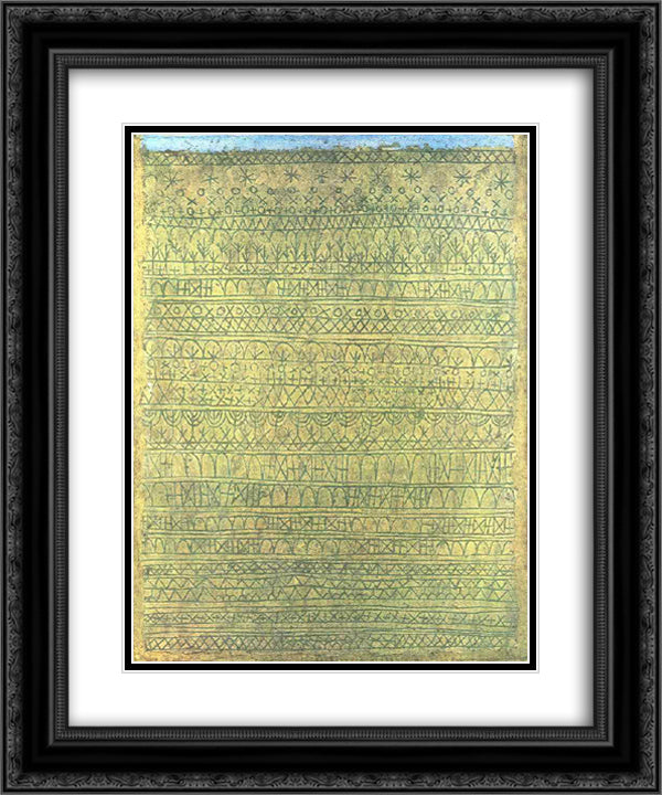 Pastoral (Rhythms) 20x24 Black Ornate Wood Framed Art Print Poster with Double Matting by Klee, Paul