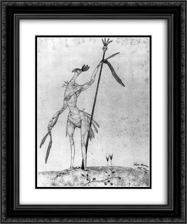 Phenix 20x24 Black Ornate Wood Framed Art Print Poster with Double Matting by Klee, Paul