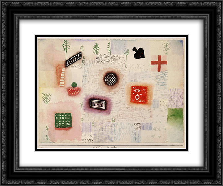 Place signs 24x20 Black Ornate Wood Framed Art Print Poster with Double Matting by Klee, Paul