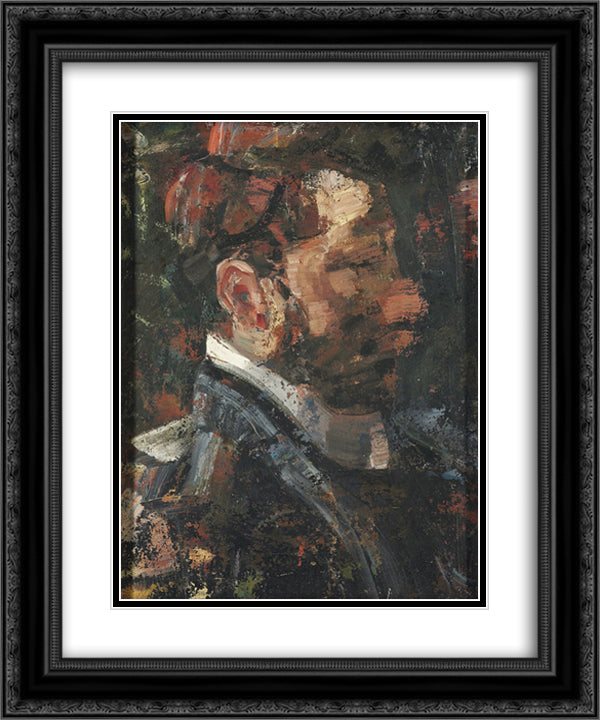 Portrait of a Man 20x24 Black Ornate Wood Framed Art Print Poster with Double Matting by Klee, Paul