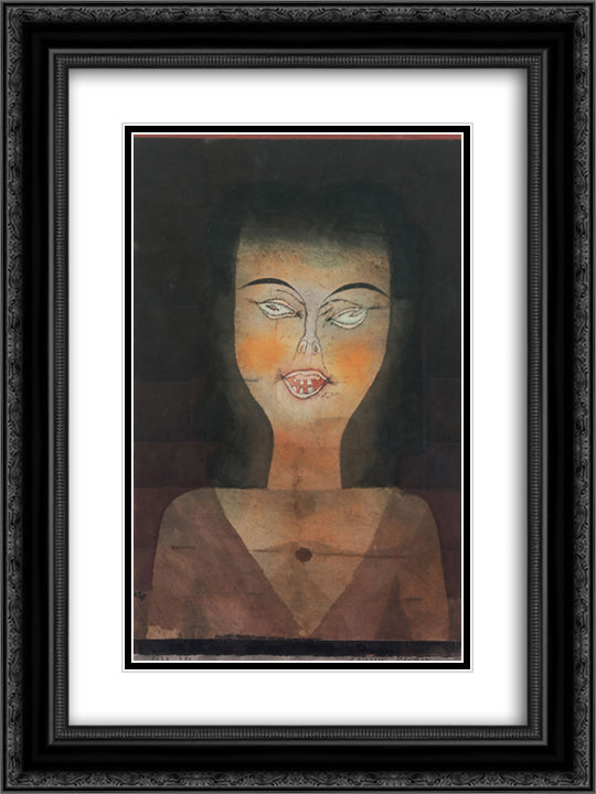 Possessed girl 18x24 Black Ornate Wood Framed Art Print Poster with Double Matting by Klee, Paul