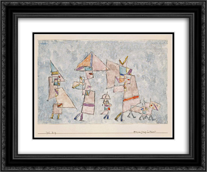 Promenade in the Orient 24x20 Black Ornate Wood Framed Art Print Poster with Double Matting by Klee, Paul