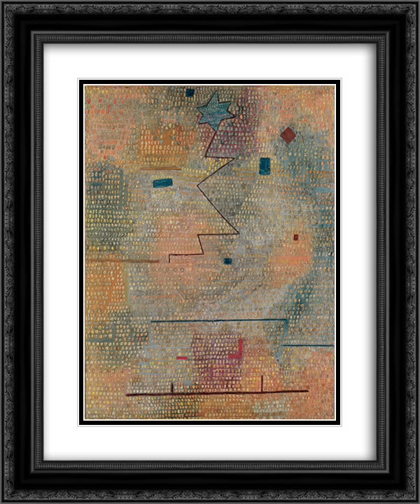 Rising Star 20x24 Black Ornate Wood Framed Art Print Poster with Double Matting by Klee, Paul