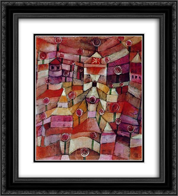 Rose garden 20x22 Black Ornate Wood Framed Art Print Poster with Double Matting by Klee, Paul