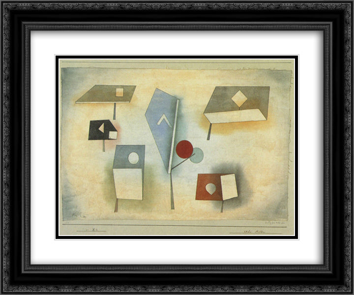 Six species 24x20 Black Ornate Wood Framed Art Print Poster with Double Matting by Klee, Paul