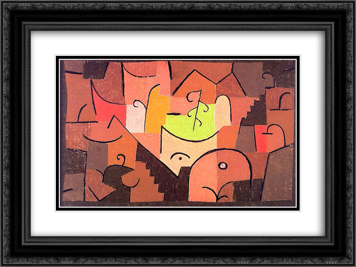 Stage Landscape 24x18 Black Ornate Wood Framed Art Print Poster with Double Matting by Klee, Paul