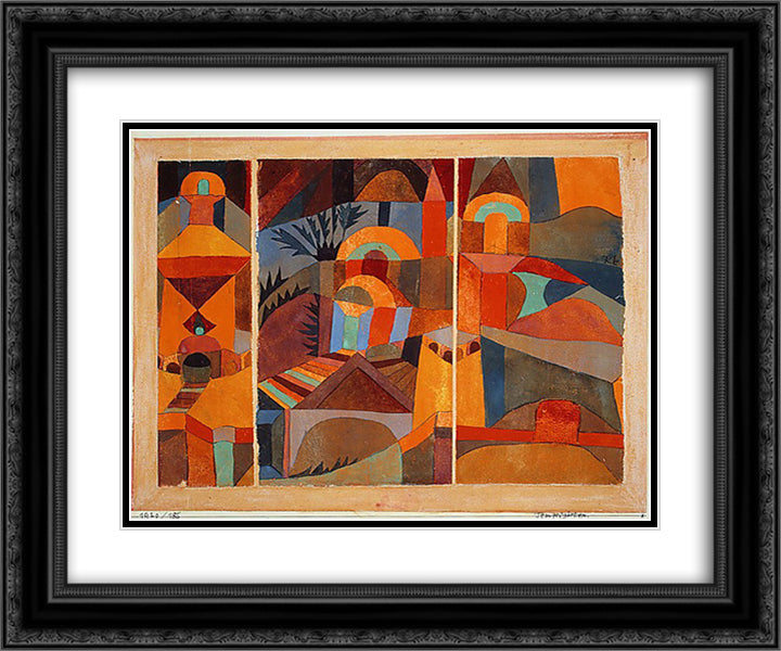 Temple Gardens 24x20 Black Ornate Wood Framed Art Print Poster with Double Matting by Klee, Paul