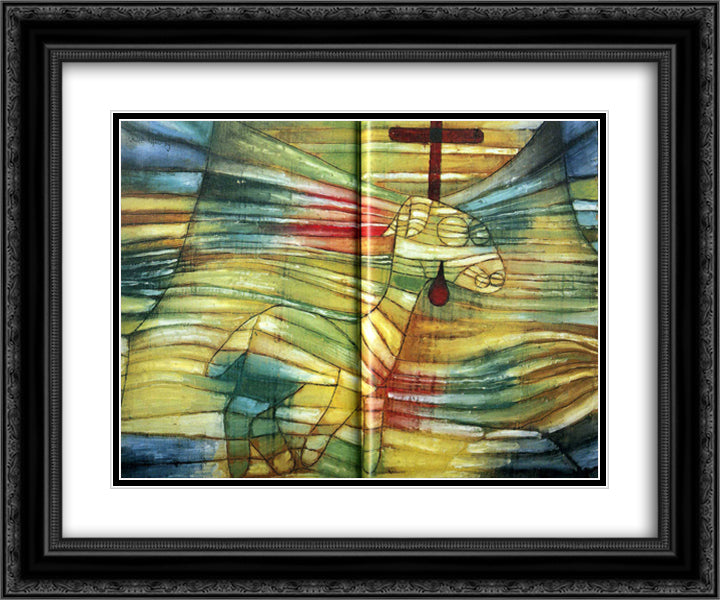 The Lamb 24x20 Black Ornate Wood Framed Art Print Poster with Double Matting by Klee, Paul