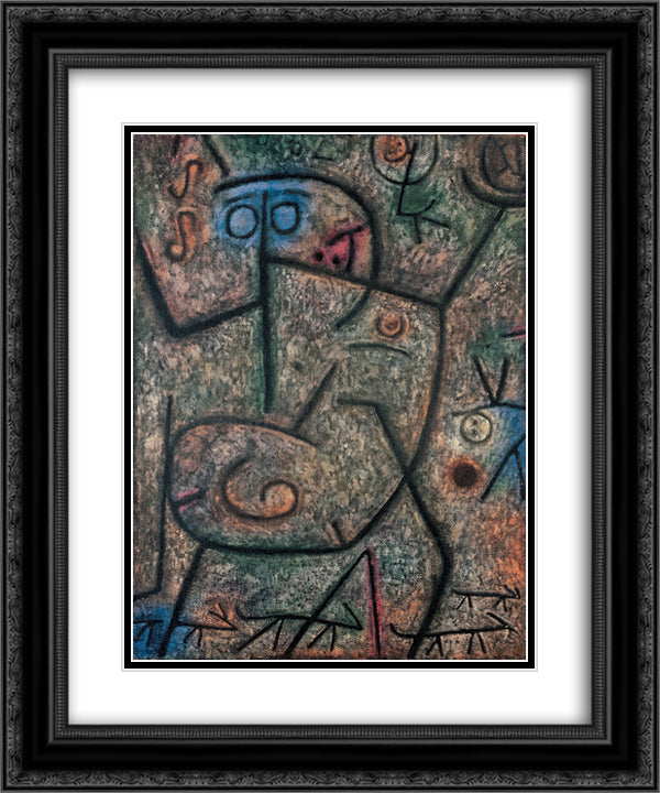 The rumors 20x24 Black Ornate Wood Framed Art Print Poster with Double Matting by Klee, Paul