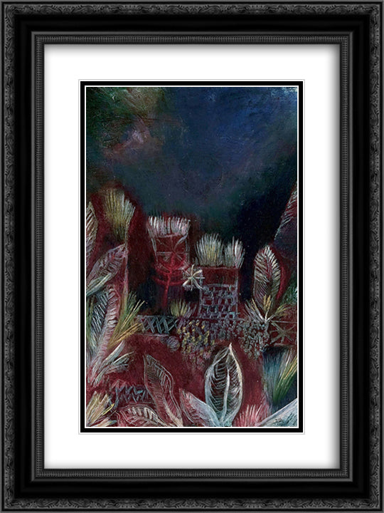 Tropical twilight 18x24 Black Ornate Wood Framed Art Print Poster with Double Matting by Klee, Paul