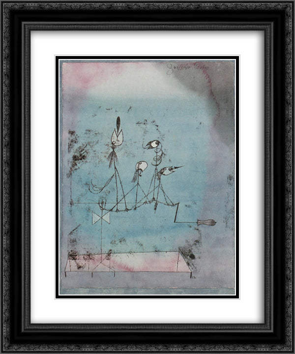 Twittering Machine 20x24 Black Ornate Wood Framed Art Print Poster with Double Matting by Klee, Paul