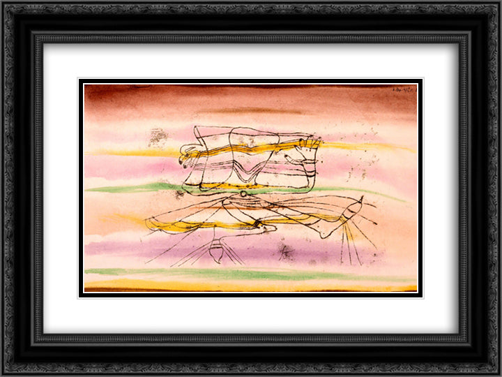 Veil Dance 24x18 Black Ornate Wood Framed Art Print Poster with Double Matting by Klee, Paul
