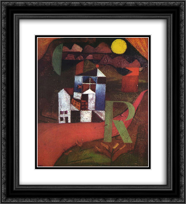 Villa R 20x22 Black Ornate Wood Framed Art Print Poster with Double Matting by Klee, Paul