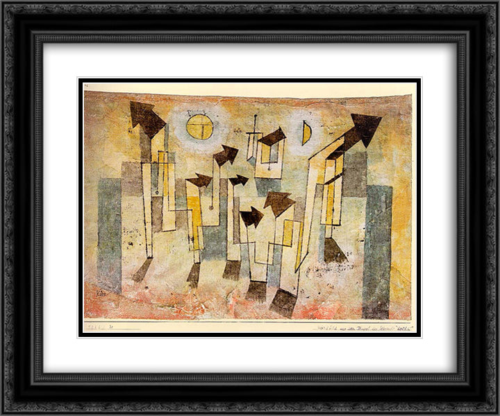 Wall Painting from the Temple of Longing 24x20 Black Ornate Wood Framed Art Print Poster with Double Matting by Klee, Paul
