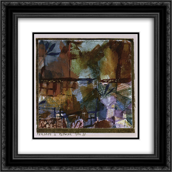 Windows and palm trees 20x20 Black Ornate Wood Framed Art Print Poster with Double Matting by Klee, Paul