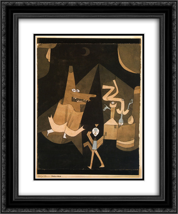 Witch scene 20x24 Black Ornate Wood Framed Art Print Poster with Double Matting by Klee, Paul