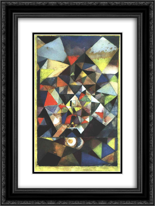With the Egg 18x24 Black Ornate Wood Framed Art Print Poster with Double Matting by Klee, Paul