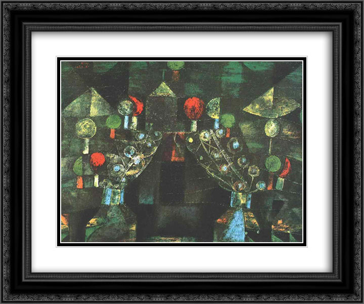 Women's Pavilion 24x20 Black Ornate Wood Framed Art Print Poster with Double Matting by Klee, Paul