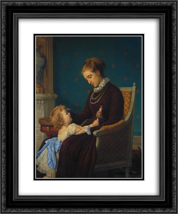 Bedtime 20x24 Black Ornate Wood Framed Art Print Poster with Double Matting by Peel, Paul
