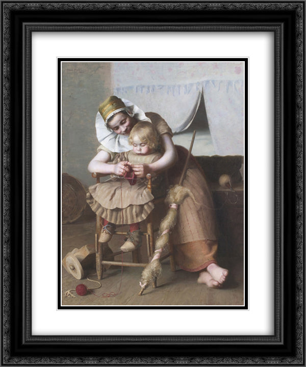 Mothers help 20x24 Black Ornate Wood Framed Art Print Poster with Double Matting by Peel, Paul