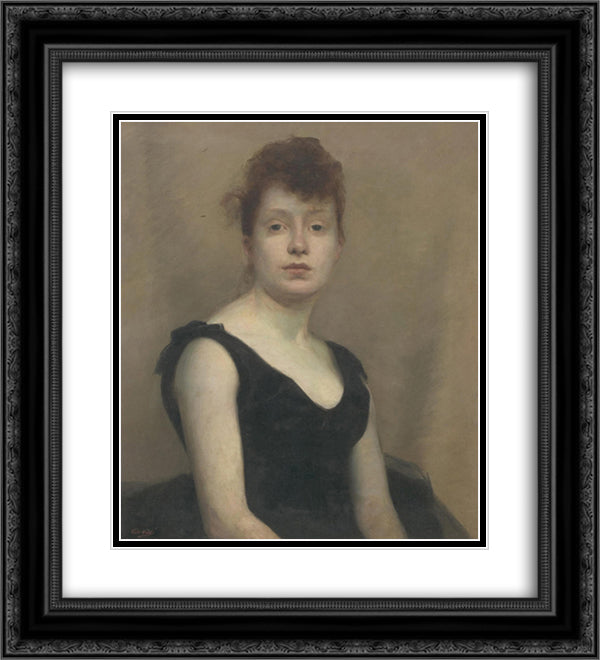 Portrait of a girl 20x22 Black Ornate Wood Framed Art Print Poster with Double Matting by Peel, Paul