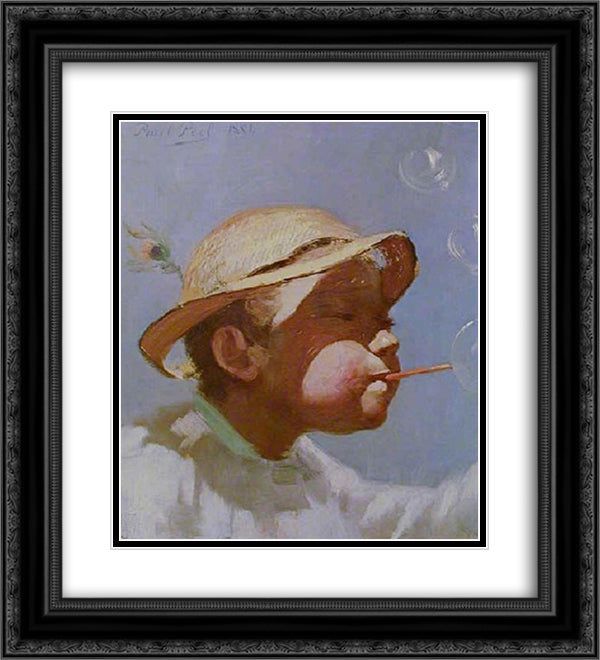 The Bubble Boy 20x22 Black Ornate Wood Framed Art Print Poster with Double Matting by Peel, Paul