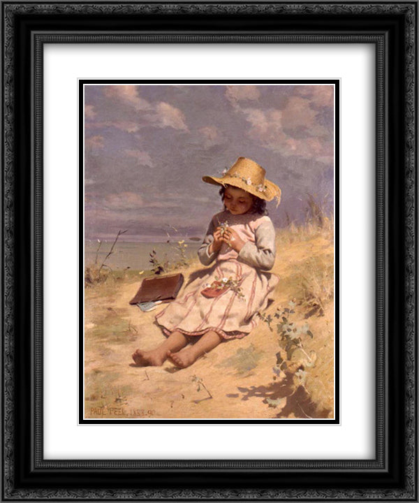 The Young Botanist 20x24 Black Ornate Wood Framed Art Print Poster with Double Matting by Peel, Paul