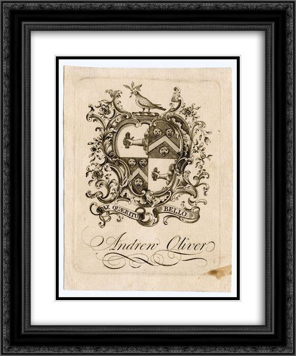 Andrew Oliver Bookplate 20x24 Black Ornate Wood Framed Art Print Poster with Double Matting by Revere, Paul