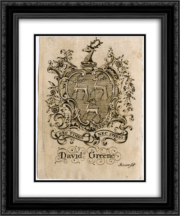David Greene Bookplate 20x24 Black Ornate Wood Framed Art Print Poster with Double Matting by Revere, Paul
