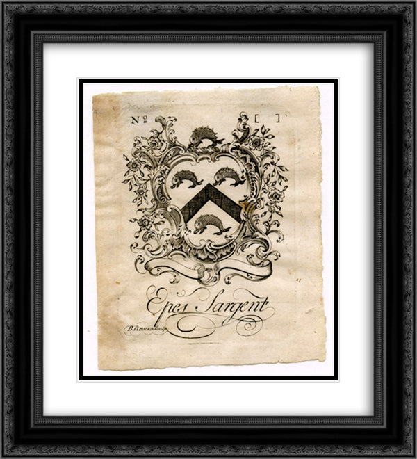 Epes Sargent Bookplate 20x22 Black Ornate Wood Framed Art Print Poster with Double Matting by Revere, Paul