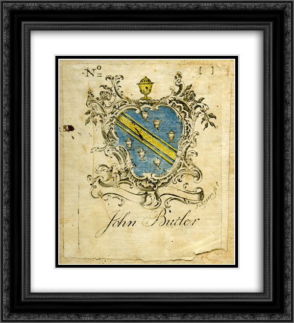 John Butler Bookplate 20x22 Black Ornate Wood Framed Art Print Poster with Double Matting by Revere, Paul