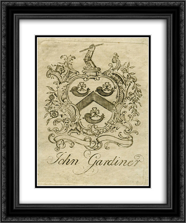 John Gardiner Bookplate 20x24 Black Ornate Wood Framed Art Print Poster with Double Matting by Revere, Paul
