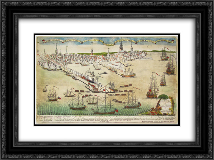 Landing of Troops 24x18 Black Ornate Wood Framed Art Print Poster with Double Matting by Revere, Paul