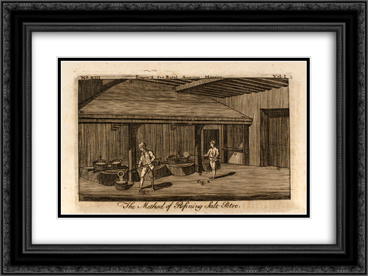 Salt Petre 24x18 Black Ornate Wood Framed Art Print Poster with Double Matting by Revere, Paul