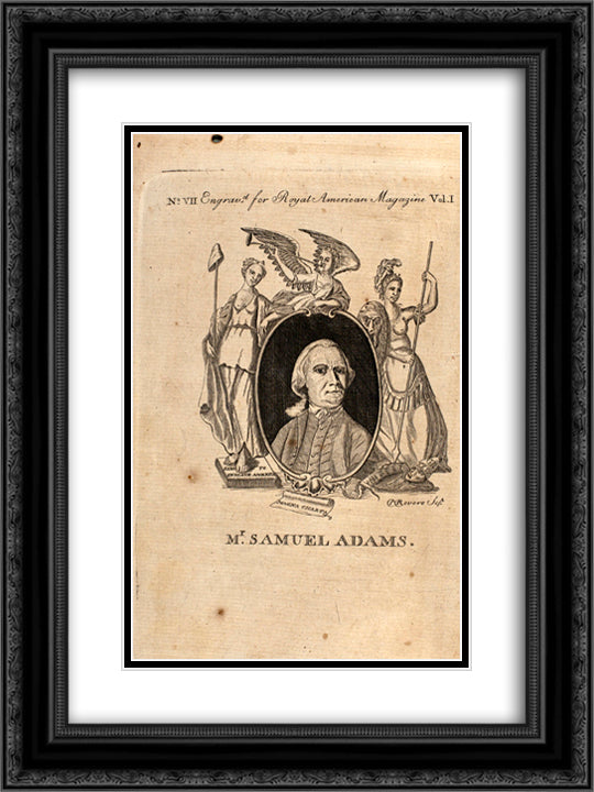 Samuel Adams 18x24 Black Ornate Wood Framed Art Print Poster with Double Matting by Revere, Paul