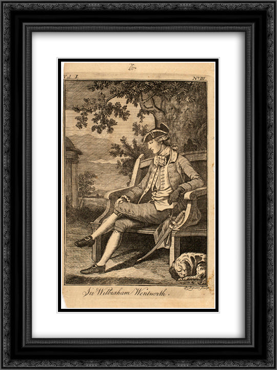 Wilbraham Wentworth 18x24 Black Ornate Wood Framed Art Print Poster with Double Matting by Revere, Paul
