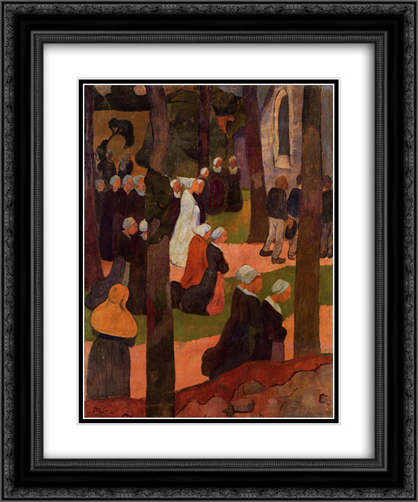A Breton Sunday 20x24 Black Ornate Wood Framed Art Print Poster with Double Matting by Serusier, Paul