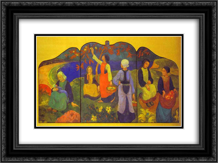 Apple Harvest 24x18 Black Ornate Wood Framed Art Print Poster with Double Matting by Serusier, Paul