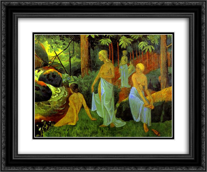 Bathers with White Veils 24x20 Black Ornate Wood Framed Art Print Poster with Double Matting by Serusier, Paul